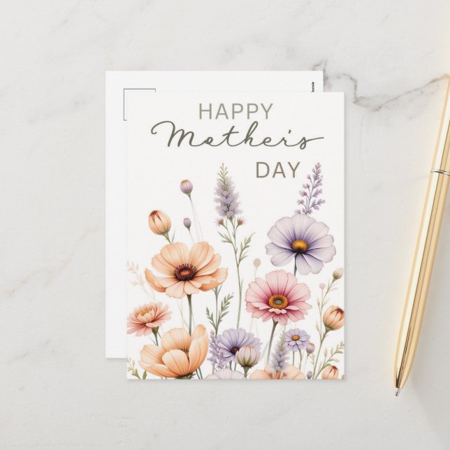 Wildflowers Pressed Holiday Postcard (Front/Back In Situ)