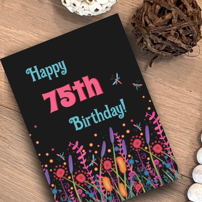 Wildflowers Pretty Customisable Age Birthday Card (Creator Uploaded)
