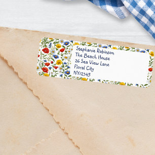 Wildflowers Pretty Floral Design Colourful Custom Return Address Label