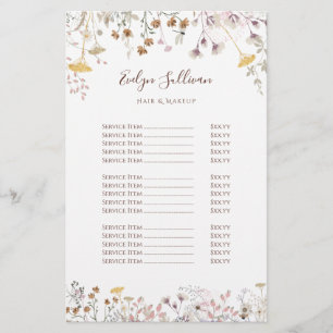 Wildflowers price list flyer