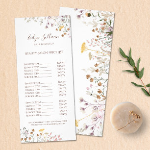 Wildflowers price list rack card