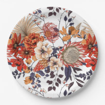 Wildflowers protea and foliage purple orange gold 