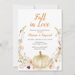 Wildflowers Pumpkin Fall In Love Couples Shower Invitation
