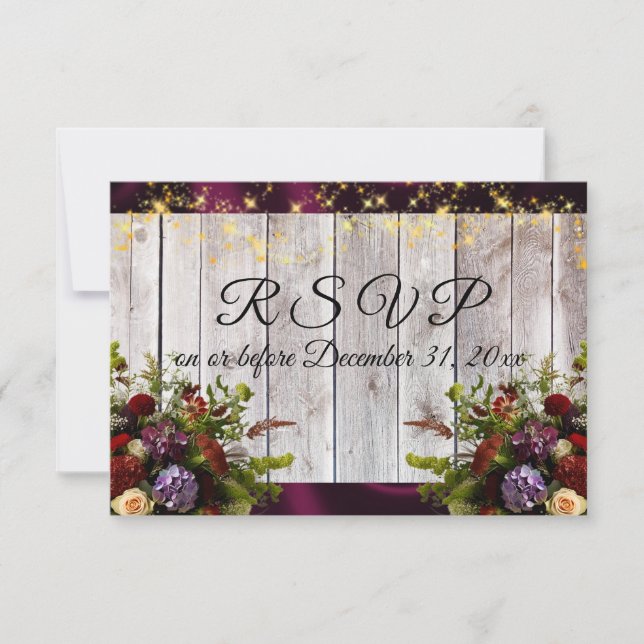 Wildflowers, Purple Ribbon & Lights RSVP Card (Front)