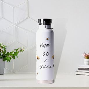 Wildflowers purple yellow 50 fabulous birthday water bottle