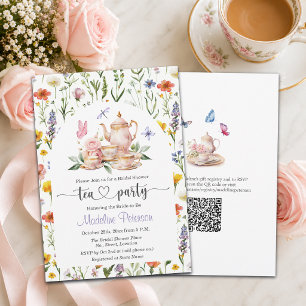 Wildflowers QR Code Tea Party Bridal Shower  Invitation