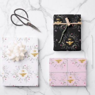 wildflowers Queen bee design Wrapping Paper Sheet