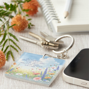 Wildflowers & Quote Key Ring