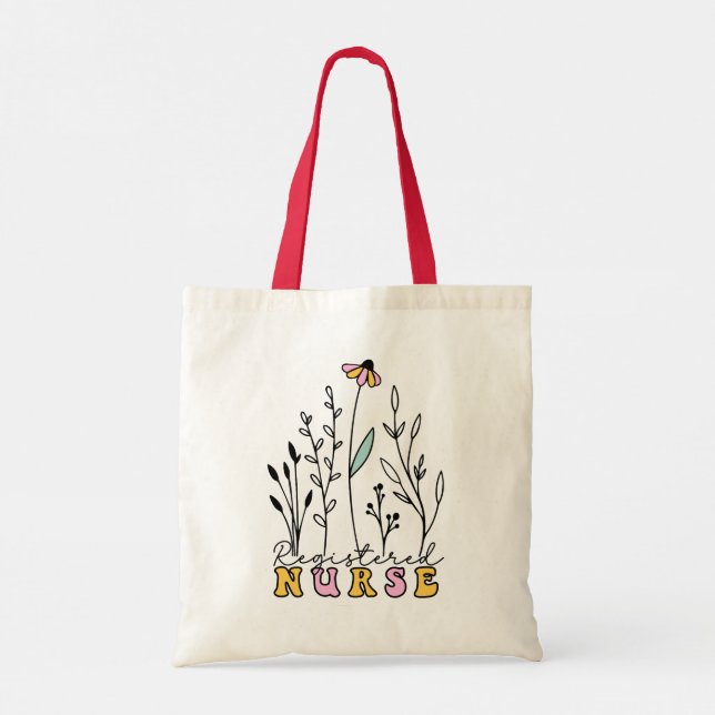 Wildflowers Registered Nurse Tote Bag (Back)