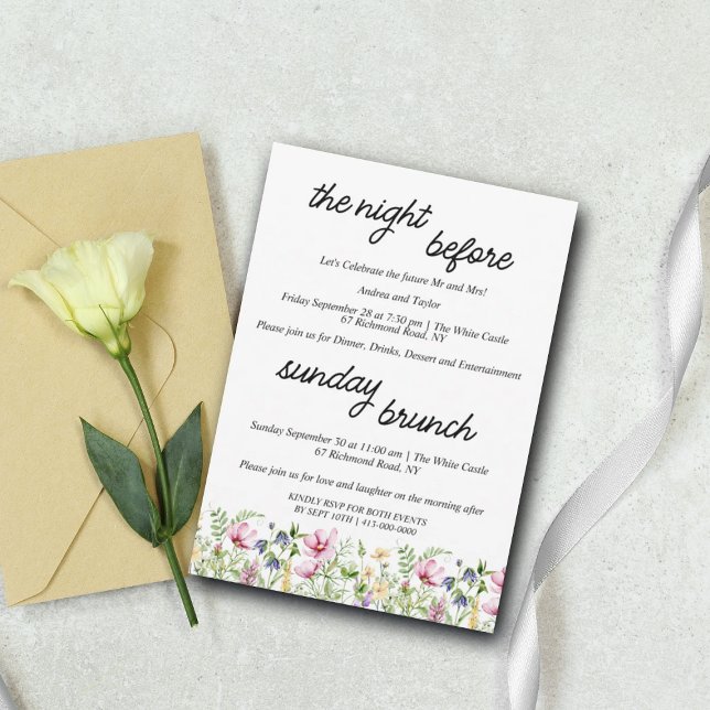 Wildflowers Rehearsal Dinner & Sunday Brunch Invitation (Creator Uploaded)