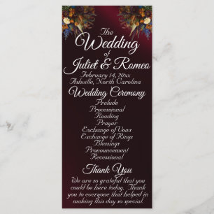 Wildflowers & Ribbon - Burgundy Wedding Program