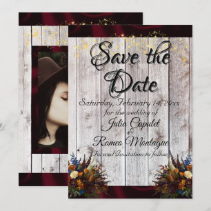 Wildflowers, Ribbon & Lights - Burgundy Save The Date