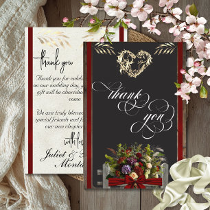 Wildflowers & Ribbon - Red Thank You Card