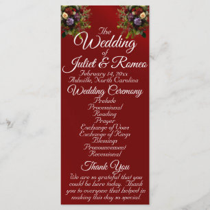 Wildflowers & Ribbon - Red Wedding Program
