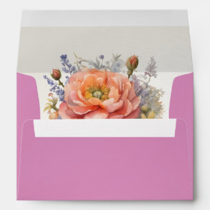 Wildflowers & Ribbon - Rose Pink Envelope