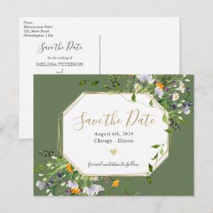 Wildflowers Romantic save the date postcard
