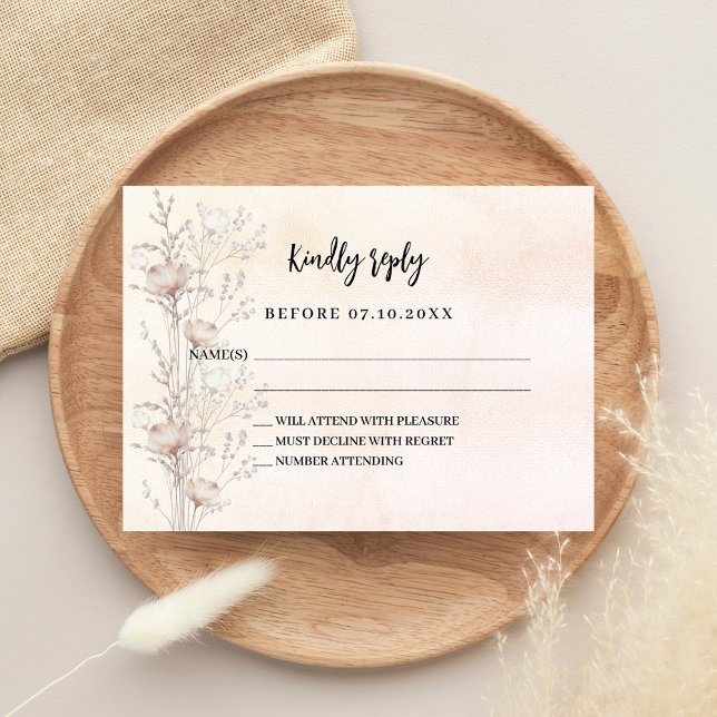 Wildflowers rose gold wedding response RSVP Card (Creator Uploaded)