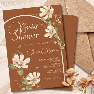 Wildflowers Rust Terracotta Bridal Shower Invitation