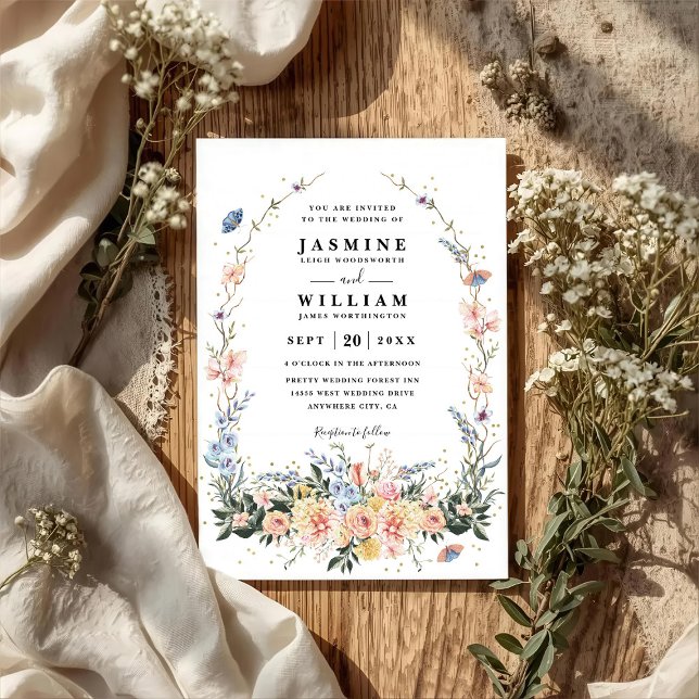 Wildflowers Rustic Spring Dusty QR Code Wedding Invitation (Creator Uploaded)
