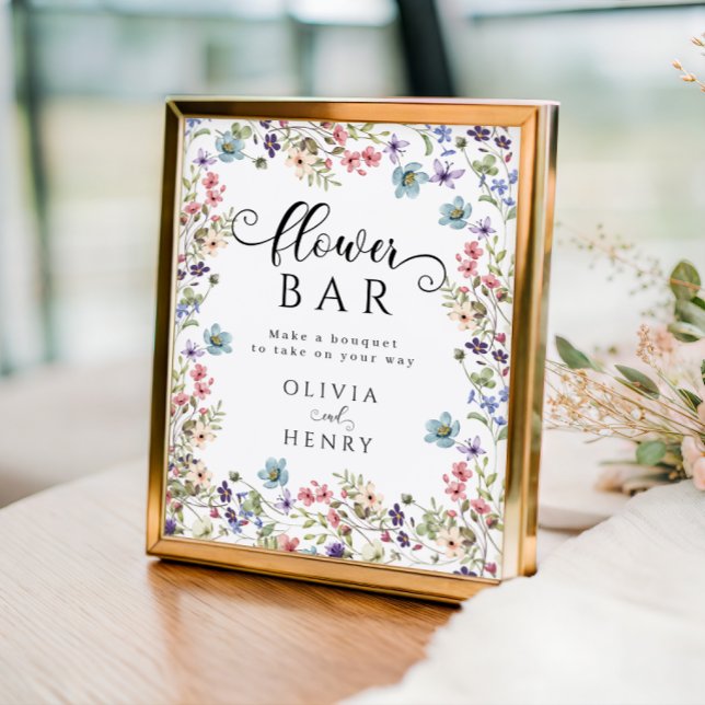 Wildflowers Rustic Spring Wedding Flower Bar Sign (Creator Uploaded)