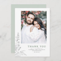 Wildflowers Sage Elegant Wedding Thank You Photo