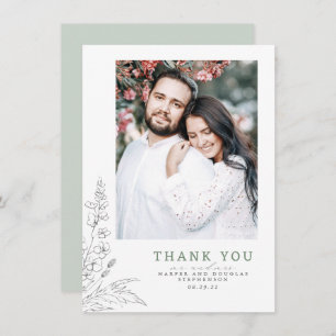 Wildflowers Sage Elegant Wedding Thank You Photo