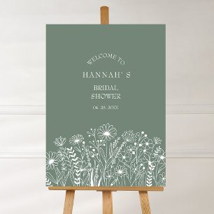 Wildflowers Sage Green Bridal Shower Welcome Poster