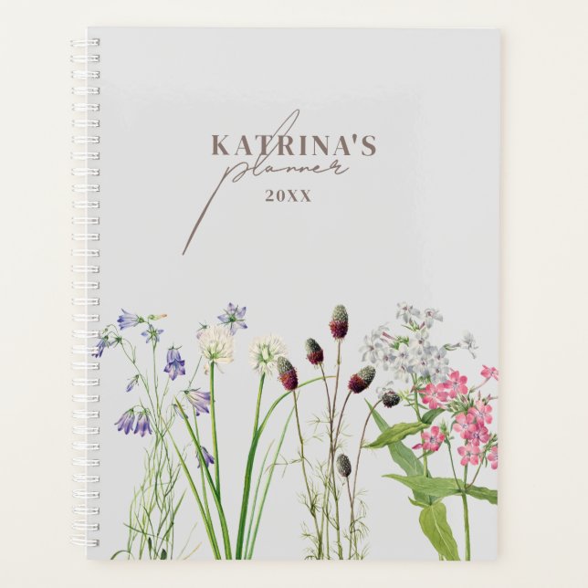 Wildflowers Script Monthly Weekly Monthly Planner (Front)