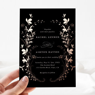 Wildflowers Silhouette Black Wedding Rose Gold