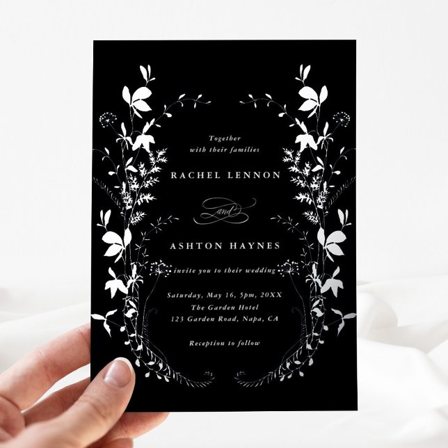 Wildflowers Silhouette Wreath Black Wedding Silver (Creator Uploaded)