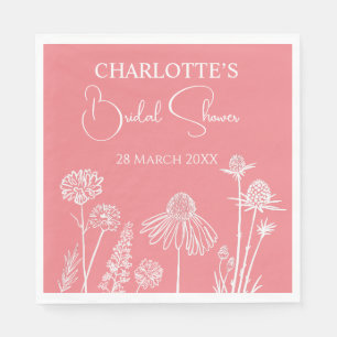 Wildflowers Sketched Floral Bridal Shower Napkin