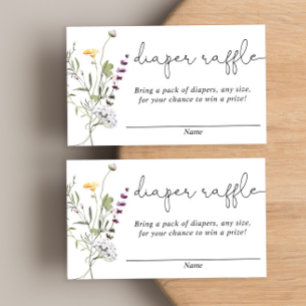 Wildflowers spring baby shower diaper raffle cards