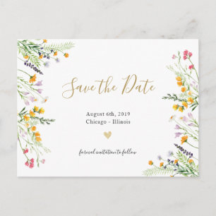 Wildflowers spring blooms save the date postcard