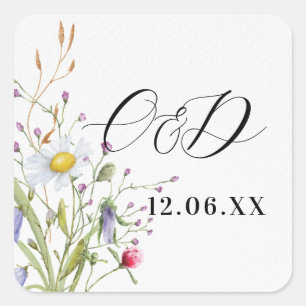 Wildflowers Spring Initials Stickers Label Floral