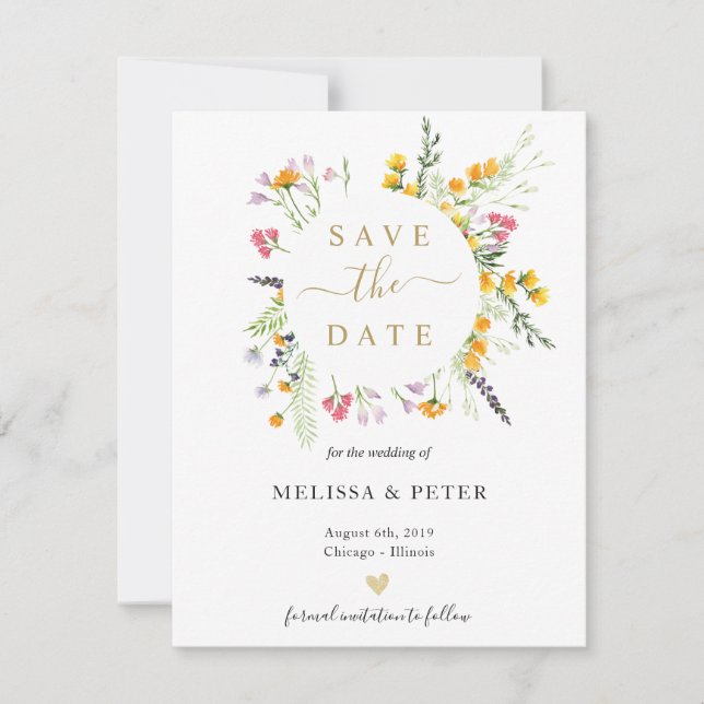 Wildflowers spring  save the date announcement (Front)