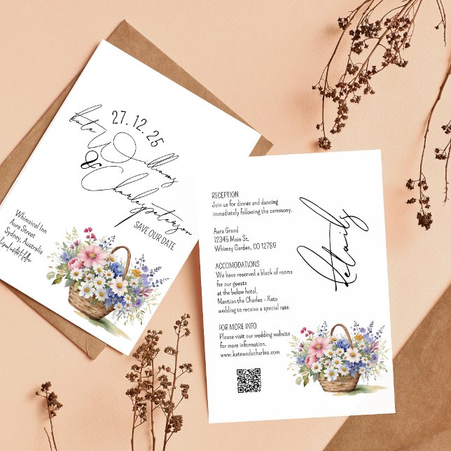 Wildflowers Spring Summer fall Wedding Details Invitation (Creator Uploaded)