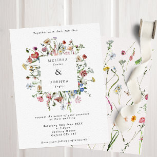 Wildflowers Square Frame Elegant Wedding Invitation