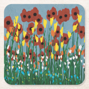 Wildflowers Square Paper Coaster