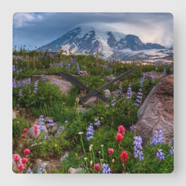 Wildflowers Square Wall Clock (Front)