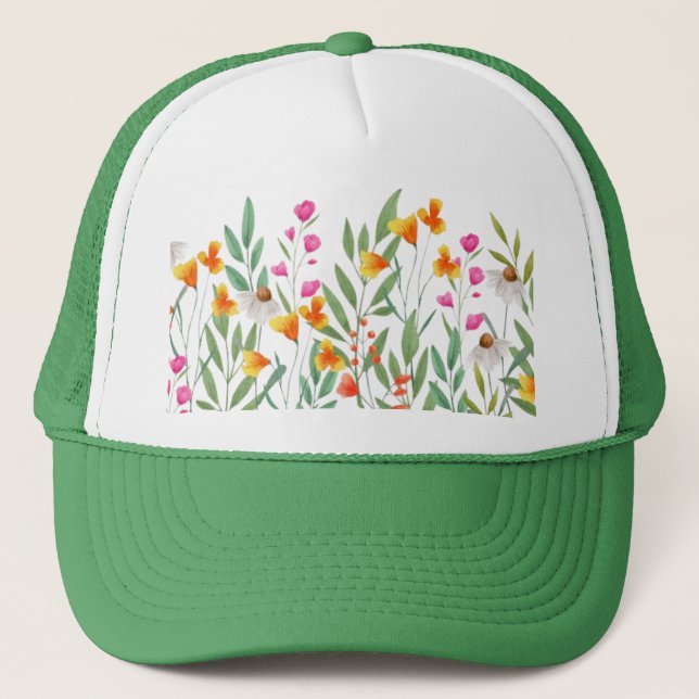 Wildflowers Sublimation  Trucker Hat (Front)