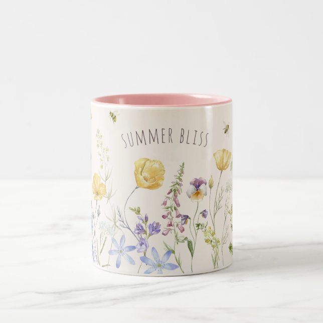 Wildflowers, Summer Bliss Two-Tone Coffee Mug (Center)