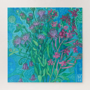 Wildflowers Summer Flowers Bouquet Floral Painting Jigsaw Puzzle