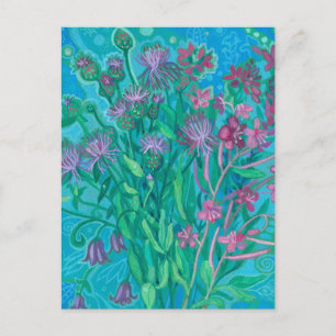 Wildflowers Summer Flowers Bouquet Floral Painting Postcard
