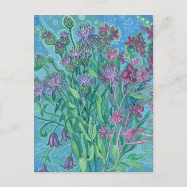 Wildflowers Summer Flowers Bouquet Floral Painting Postcard (Front)