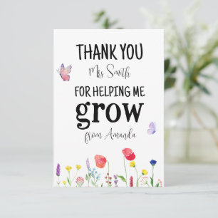 wildflowers Summer Teacher Appreciation Thank you Card