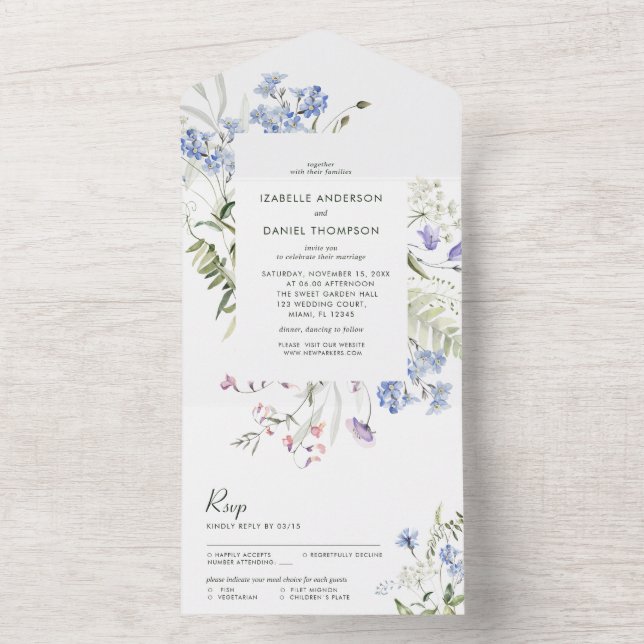 Wildflowers Summer wedding All In One Invitation (Inside)