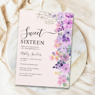 Wildflowers Sweet 16 Birthday Celebration Invitation