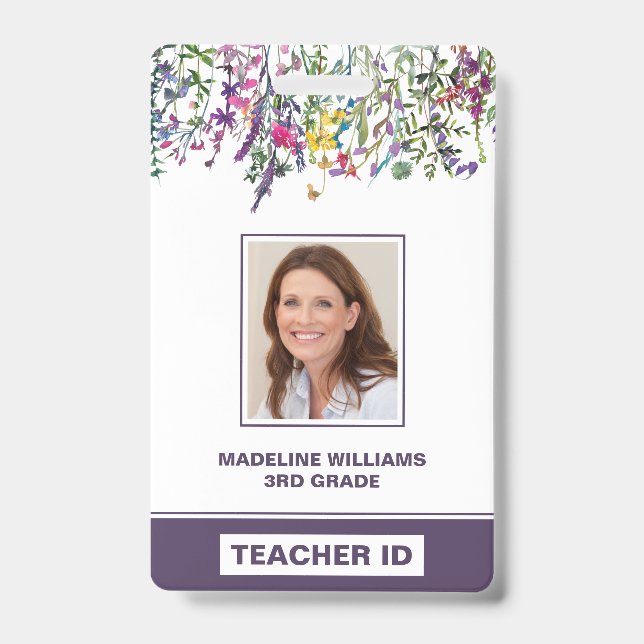 Wildflowers Teacher Name Photo ID Badge (Front)