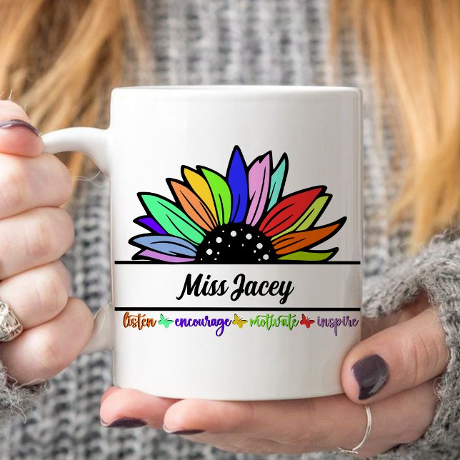 Wildflowers Teachers Appreciation, custom teacher  Coffee Mug (Listen Encourage Teacher Motivate Inspire,Teacher, Teacher Life, Teachers Appreciation mug)