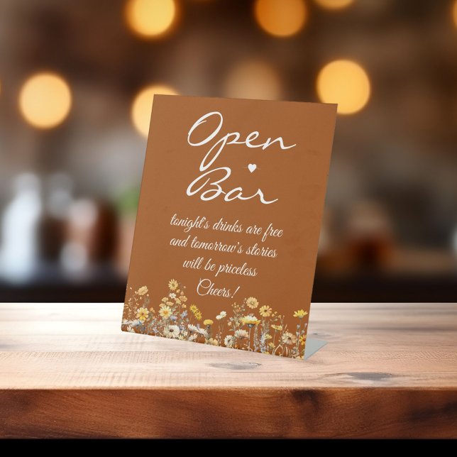 Wildflowers Terracotta Signature Script Open Bar  Pedestal Sign (Creator Uploaded)